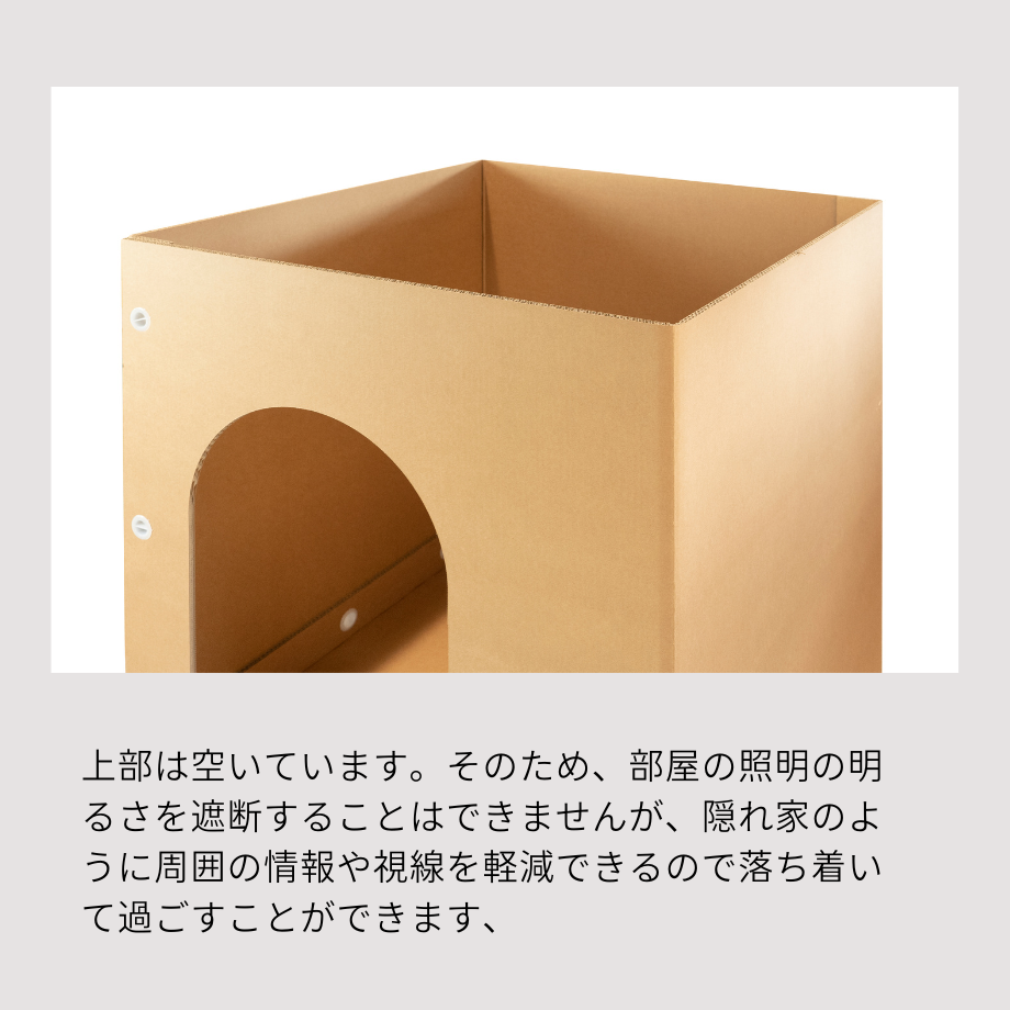 ダンボールで組み立て カームダウンルーム 上部を拡大