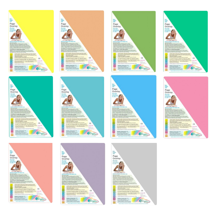 本や書類を読みやすくする読書補助具 ページオーバーレイA4/全11色