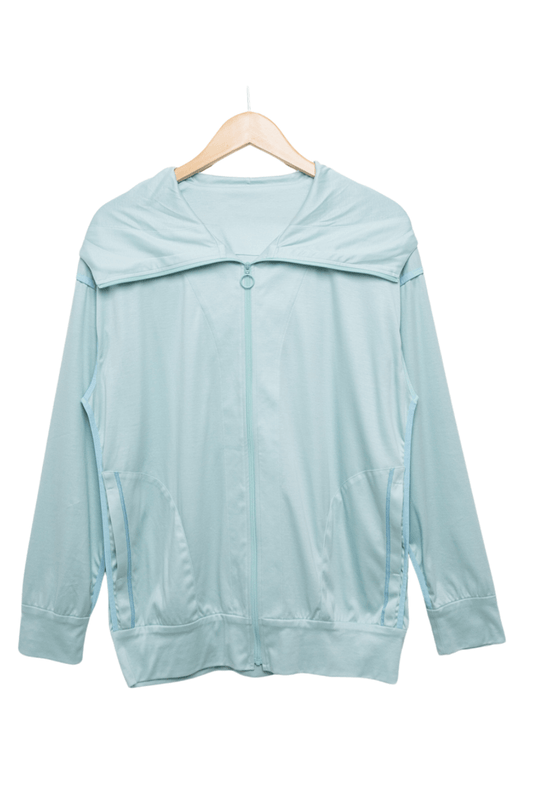 再入荷!さらにXSサイズ登場!お子様にも!【カームダウンパーカー 】【春夏向け(薄手)】アクアブルー/XS・S・M・L・XLサイズ
