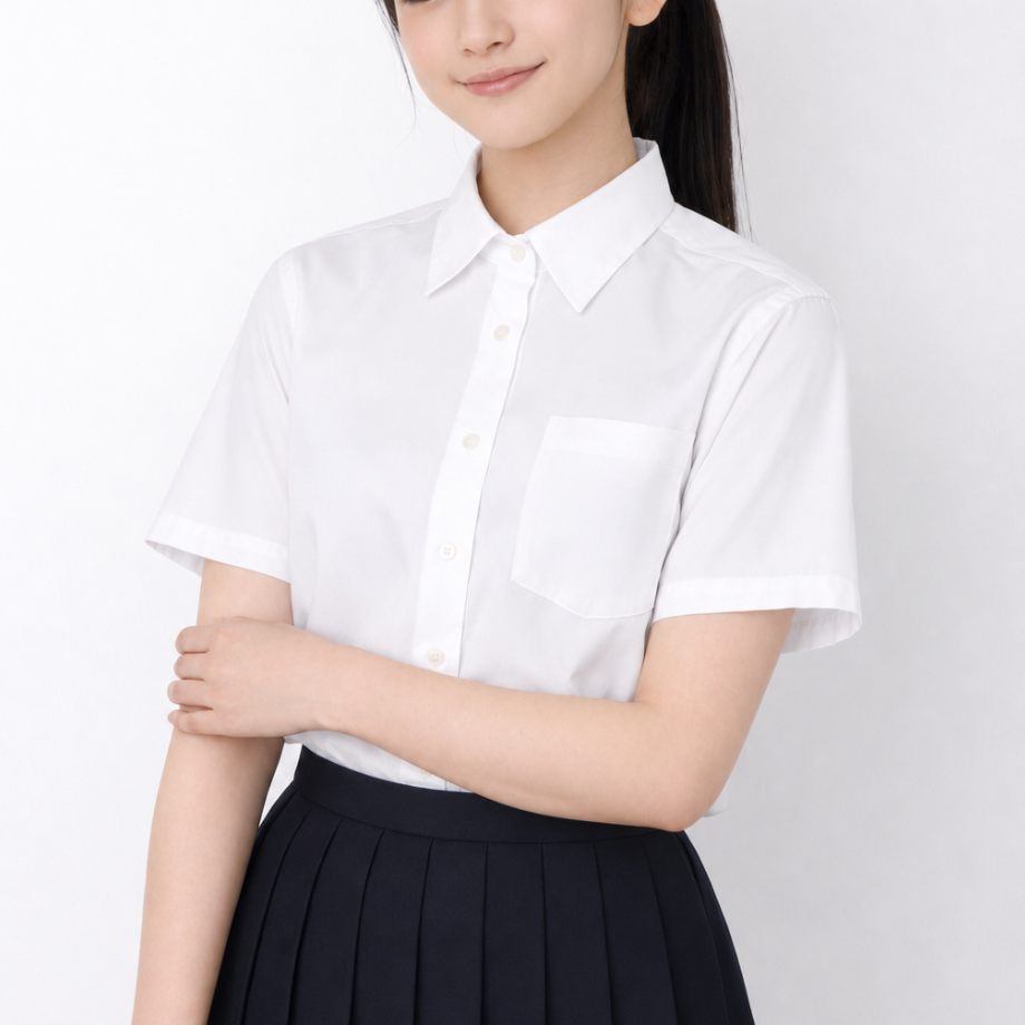 やさしいワイシャツ 女子・半袖シャツ（カンコー学生服ｘ感覚過敏研究所コラボ商品）/レディース・ガールズ /SS・S・M・L・LL・EL