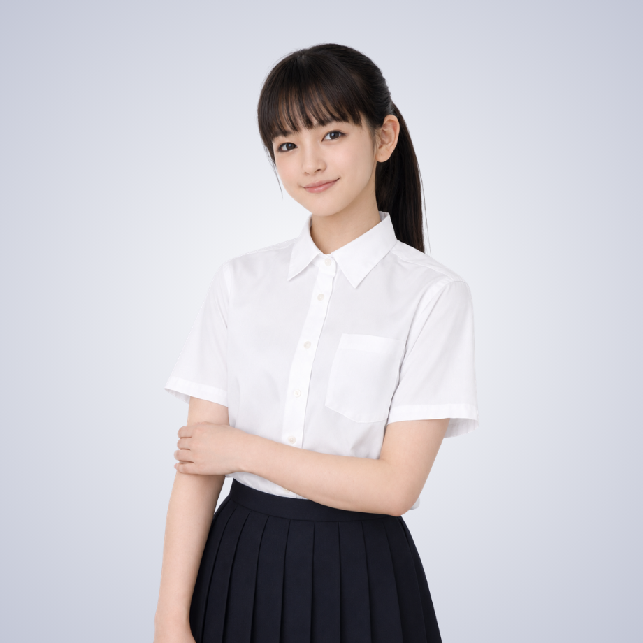 やさしいワイシャツ 女子・半袖シャツ（カンコー学生服ｘ感覚過敏研究所コラボ商品）/レディース・ガールズ /SS・S・M・L・LL・EL