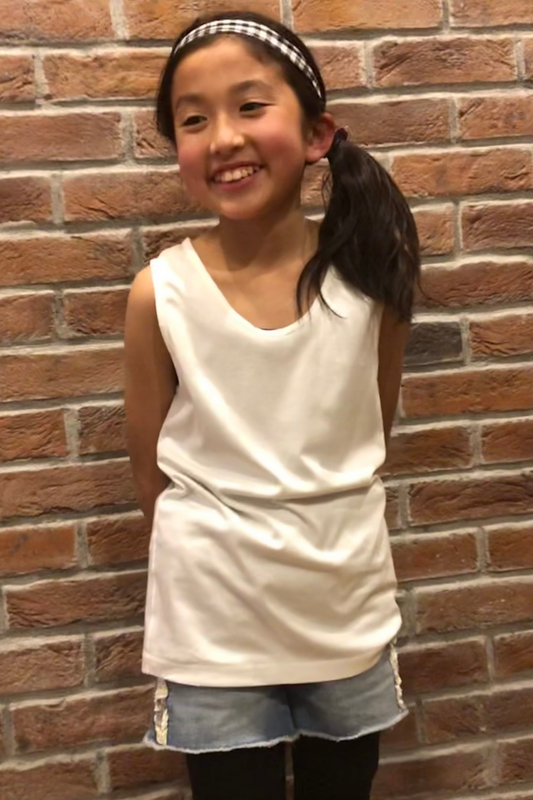 残りわずか!【キッズ】【タンクトップ】縫い目外側/白